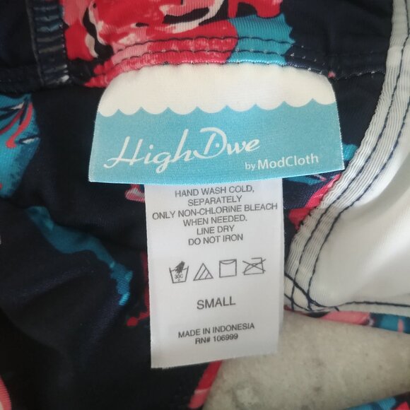 Modcloth HighDive navy blue red floral one piece swimsuit bathing suit c… - Picture 11 of 11